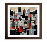 City of Oxford Suprematism No.3 Framed Print | 18x18 Inch Walnut Framed Wall Art | Ready to Hang | Modern Cityscape Picture | Living Room Bedroom Lounge Office