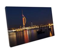 city of Portsmouth waterfront spinnaker tower Cityscape Ready to Hang Wall Art Print Picture For Home Office Decor 45x30cm (18x12In)