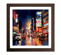 City of Tokyo Abstract Art No.1 Framed Print | 18x18 Inch Walnut Framed Wall Art | Ready to Hang | Abstract Cityscape Picture | Living Room Bedroom Lounge Office