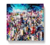 City of Tokyo Abstract Art No.2 Canvas Print | Gallery Wrapped 30mm Frame Wall Art | 20x20 inches | Ready to Hang | Abstract Cityscape Picture | Living Room Bedroom Lounge Office