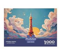 City of Utopia Features The Eiffel Tower 1000 Piece Sturdy Cardboard Jigsaw Puzzles Magical Urban Tower Vibrant Imagery Creative Game Puzzles For Adults And Kids 70x50cm/1000pcs