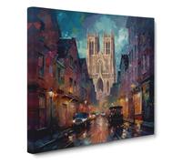 City of York Post-Impressionism Canvas Wall Art Print Ready to Hang, Framed Picture for Living Room Bedroom Home Office Décor, 50x50 cm (20x20 Inch)