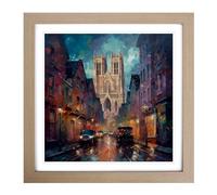 City of York Post-Impressionism Framed Print | 18x18 Inch Oak Framed Wall Art | Ready to Hang | Impressionist Cityscape Picture | Living Room Bedroom Lounge Office