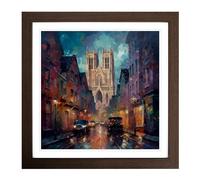 City of York Post-Impressionism Framed Print | 18x18 Inch Walnut Framed Wall Art | Ready to Hang | Impressionist Cityscape Picture | Living Room Bedroom Lounge Office