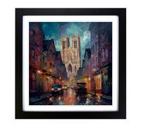 City of York Post-Impressionism Framed Wall Art Print, Ready to Hang Picture for Living Room Bedroom Home Office, Black 18 x 18 Inch (45 x 45 cm)