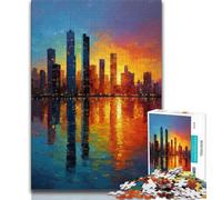 City Oil Painting 1000 Pieces Jigsaw Puzzle for Adults& Teens,Challenging Game And Family Play for Is Ideal As A Gift for The Whole Family (50x75cm)