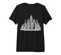 City Outline Skyline Urban Modern Silhouette Cityscape Premium T-Shirt