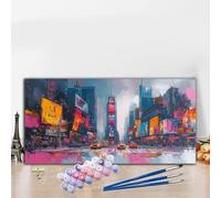 City Paint by Numbers for Adults Beginners, DIY Paint by Numbers High-Rise Buildings Colored Canvas Drawing, Easy Arts and Crafts for Adults Oil Painting Kit for Relax Christmas Gifts 50x100CM G8-900
