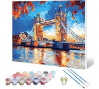 City Paint by Numbers for Adults, Bridge Painting by Numbers DIY Color Oil Painting Hobbies for Adults Women with Acrylic Paint Brush Set for Room Decor, Gifts for Women 48x36inch -hjw25010VW