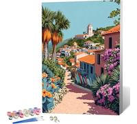 City Paint by Numbers Landscape Painting by Numbers for Adults Beginner DIY Digital Painting Hobbies for Adults Women with 3 Brush and Acrylic Paints Kit for Home Decor, Gifts 20x30cm -zjn2604N7