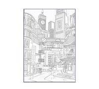 City Painting Performed, LED Decoration with 3 Modes with Night View of the City, Luminous Painting for Living Room, Bedroom, Study Room, Kids Room, DE