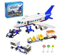 City Passenger Airplane Building Set Compatible with Lego Plane Blocks Toy with Plane Trailer Luggage Truck Fun Airport Idea Gift for Boy and Girl