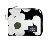 CITY PASSPORT All-in-one Passcase Compact Coin & Card Case Slim, Multi-Functional Travel Wallet, Nordic Flower Black