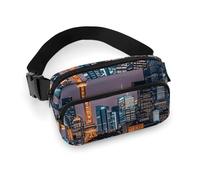 City Picture Night Fanny Pack for Women Men Waist Bag Belt Bag Adjustable Casual Bag for Travel Sports Hiking, white, 7.9x5.1inches