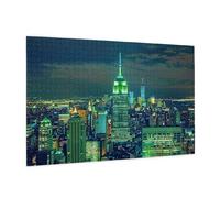 City Piece Jigsaw Puzzle 1500 Jigsaw Puzzles for Adults Night View Impossible Puzzle Challenging High Difficulty Family Activity, Gift Box Packaging, Great Gift Idea for Family Friends 87x57 CM -1195y