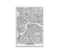 City Poster London Black White Line Map Poster Modern Wall Art Canvas Aesthetic Decoration Painting 12x18inch(30x45cm) Unframe-style