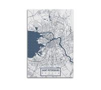 City Poster Saint Petersburg Retro Map Poster Modern Wall Art Canvas Aesthetic Decoration Painting 16x24inch(40x60cm) Unframe-style