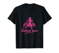 City Pride Sunrise Running Silhouette Graphic Hot Pink Black T-Shirt