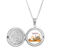 City Pyrad Sphinx Egypt Locket Necklace Hold Picture Jewelry Birthday Gift