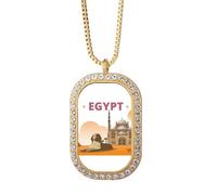 City Pyrad Sphinx Egypt Necklace Pendant Diamond Crystal Golden Jewelry