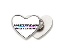 City Radio Amsterdam Building Heart Metal Pin Brooch Clip Love