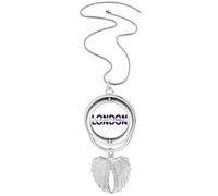 City Radio London Building Pendant Angel Wings Rotating Necklace Jewelry