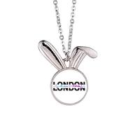 City Radio London Building Rabbit Necklace Pendant Bunny Animal Jewelry Gift