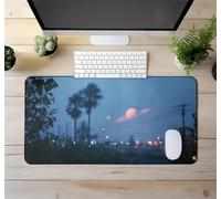 City Rainy Day Large Gaming Mouse Pad, 1000x500x3mm Extended gaming mouse mat XXL improved Precision and Speed Mousemat with Stitched Edges, Desk Mat for Keyboard and Mouses