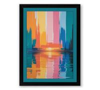 City Reflected at Dawn Modern Framed Wall Art Print A4 (29.7×21cm) Black, Wall Decor for Living Room, Bedroom, Office & Home, Ready to Hang, Art Gift