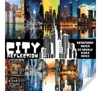 City Reflection scrapbook paper, 8.5x8.5, 10 Designs, 20 Double-Sided Sheets: Scrapbooking Paper for Junk Journals, Decorative craft Paper for Gift, ... & Mixed Media, Origami, Collage & Card Making