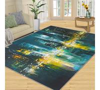 City Rugs for Bedroom, Urban Architecture Home Decor Rug, Abstract Oil Painting Rugs for Living Room, Washable Area Rug for Boys Girls Room, Non Slip & Low Pile Carpet - 60x110 cm