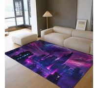 City Scene Area Rugs 120x150cm For Living Room Bedroom Kitchen Carpet Futuristic Neon Design Patio Balcony Bedside Modern Art Creative Mat Night View