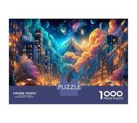City Scenery 1000Piece JigsawPuzzleCosmic Glowing Cityscape ForAdults Challenging Brainteasing Age12+byth ThemeFlowersandBirds Fun, Challenging 38x26cm/1000pcs