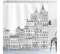 City Scenery Shower Curtain Waterproof Bathroom Curtains W120cm x L180cm,Extra Long Shower Curtain with Hooks Weighted Hem,Polyester Washable Bath Quick-Drying Curtains for Wet Room Outdoor M-1666