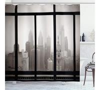 City Scenery Shower Curtain Waterproof Bathroom Curtains W180cm x L240cm,Extra Long Shower Curtain with Hooks Weighted Hem,Polyester Washable Bath Quick-Drying Curtains for Wet Room Outdoor M-1660