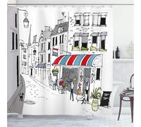 City Scenery Shower Curtain Waterproof Bathroom Curtains W180cm x L240cm,Extra Long Shower Curtain with Hooks Weighted Hem,Polyester Washable Bath Quick-Drying Curtains for Wet Room Outdoor M-1670