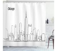 City Scenery Shower Curtain Waterproof Bathroom Curtains W200cm x L200cm,Extra Long Shower Curtain with Hooks Weighted Hem,Polyester Washable Bath Quick-Drying Curtains for Wet Room Outdoor M-1663