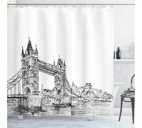 City Scenery Shower Curtain Waterproof Bathroom Curtains W300cm x L200cm,Extra Long Shower Curtain with Hooks Weighted Hem,Polyester Washable Bath Quick-Drying Curtains for Wet Room Outdoor M-1659