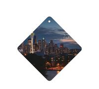 City Seattle Car Air Fresheners Cards 4 Pcs Long Lasting Car Fresheners Gifts for Men Women Auto Aromatherapy Tablets Hanging Scented Card Rearview Mirror Pendant