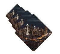 City Seattle Car Air Fresheners Cards Set of 4 Pieces Personalized Car Fresheners Gifts for Men Women Auto Aromatherapy Tablets Hanging Scented Cards for Wardrobe Bathroom