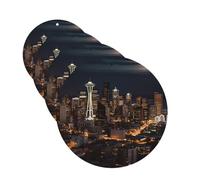 City Seattle Car Air Fresheners Cards Set of 4 Pieces Personalized Car Fresheners Gifts for Men Women Auto Aromatherapy Tablets Hanging Scented Cards for Wardrobe Bathroom