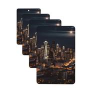 City Seattle Car Air Fresheners Cards Set of 4 Pieces Personalized Car Fresheners Gifts for Men Women Auto Aromatherapy Tablets Hanging Scented Cards for Wardrobe Bathroom
