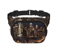 City Seattle Fanny Pack For Women Waterproof Adjustable Belt Bags Waist Pack Fashion Casual Crossbody Bags Bum Bag For Running Workout Hiking Traveling, Black, One Size