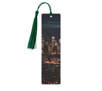 City Seattle Metal Bookmarks with Dark Green Tassels Handmade Double-Sided Printed Book Marks Page Markers Book Accessories Gift for Book Lovers Women Men