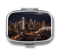 City Seattle Travel Pill Organizer A Daily Pill Box for Supplements 2 Compartment Pill Case Convenient for Carrying and Storing Medicines Box