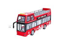 City Service Die-Cast Double Decker Tour Bus Model, Red and Blue Variants, 28.5 x 11.5 x 6 cm, Educational Vehicle Toy for Children (Red, Double Decker)
