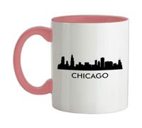 City Silhouettes Chicago - 11oz - Ceramic Two-Tone Mug for Coffee/Tea - BabyPink/White - One Size