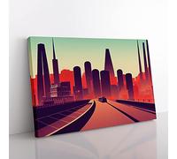 City Skyline Art Deco Canvas Wall Art Print 30x20 Inch