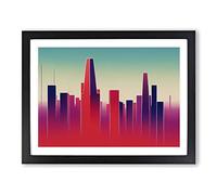 City Skyline Art Deco Framed Wall Art Print A2 Black