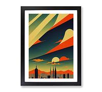 City Skyline Art Deco Framed Wall Art Print A2 Black